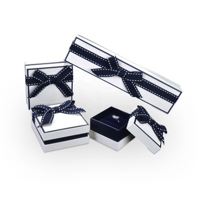 White Blue eco friendly sublimation Modern Jewelry Set Box With Bowknot